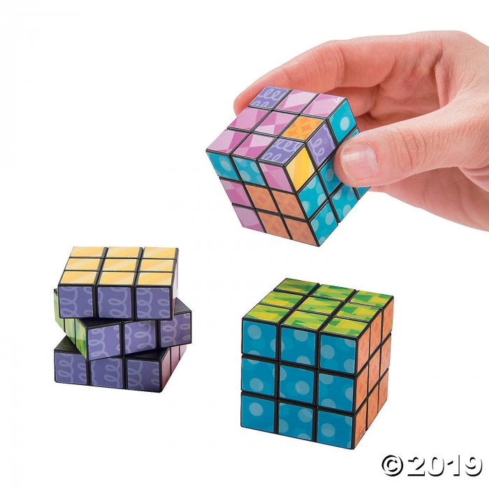Bright Printed Mini Puzzle Cubes (Per Dozen)