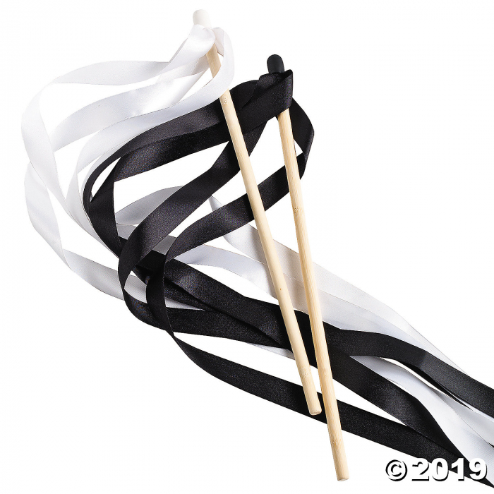 Black & White Ribbon Wands (24 Piece(s))