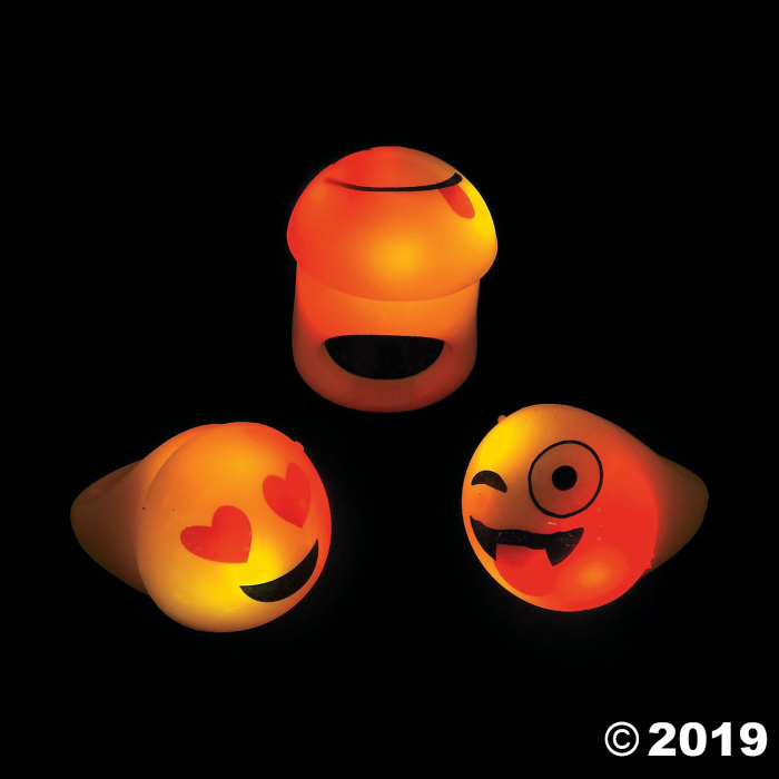 Flashing Emoji Light-Up Rings (Per Dozen)