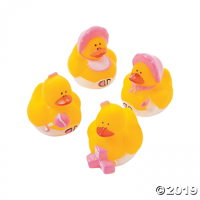 Mini Baby Girl Shower Rubber Duckies (24 Piece(s))