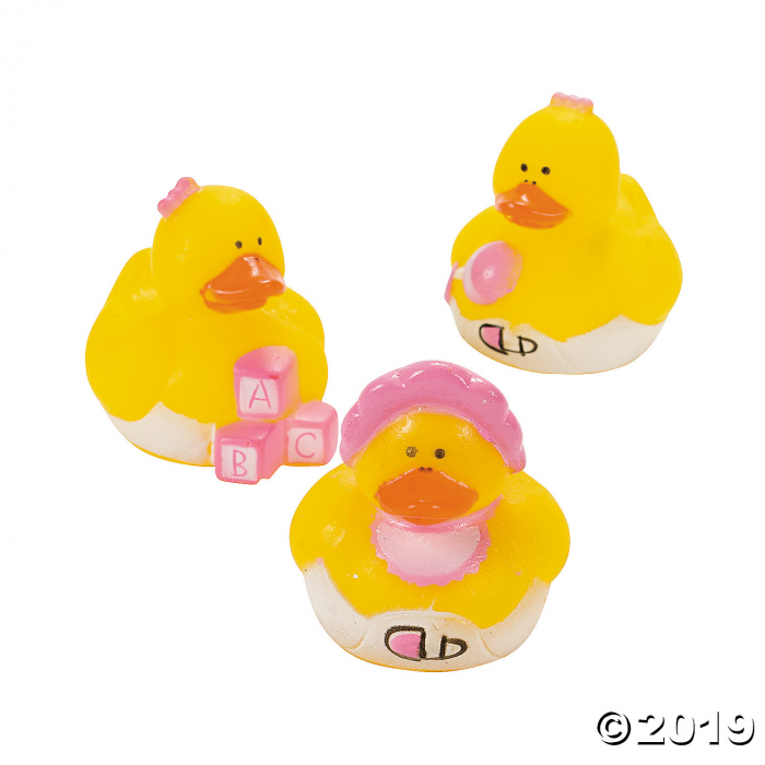 Mini Baby Girl Shower Rubber Duckies (24 Piece(s))