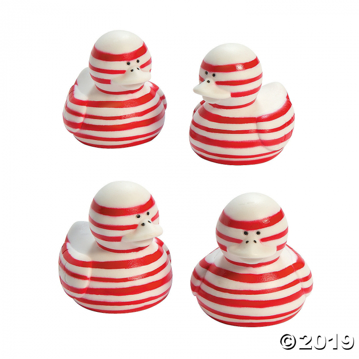 Candy Cane-Striped Rubber Duckies (Per Dozen)