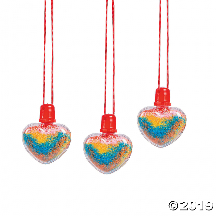Heart Sand Art Bottle Necklaces (Per Dozen)