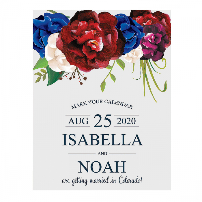 Personalized Navy Floral Save the Date Cards (25 Piece(s))