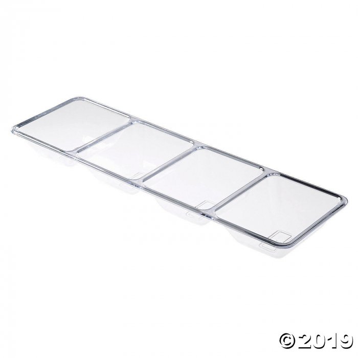 Clear & Silver Rectangular Four-Compartment Tray (1 Piece(s))