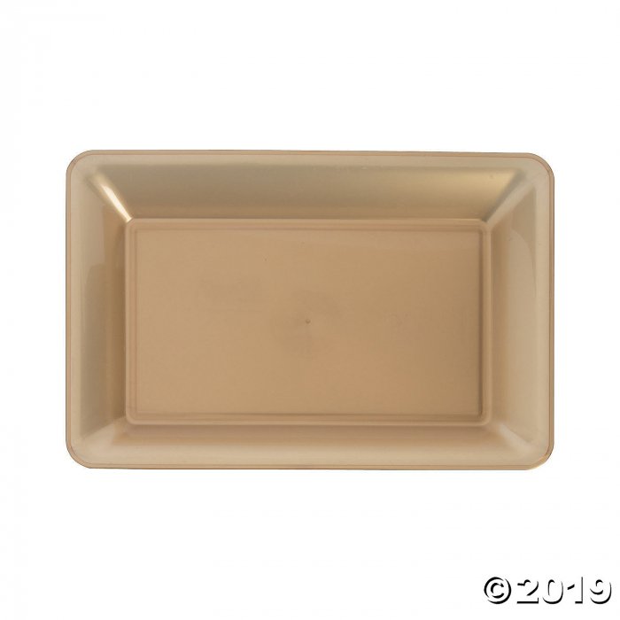 Small Gold Rectangular Plastic Serving Plate (1 Piece(s))
