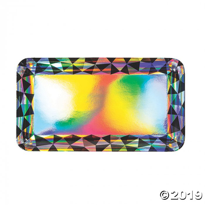 Black & Silver Iridescent Rectangle Serving Trays (3 Piece(s))