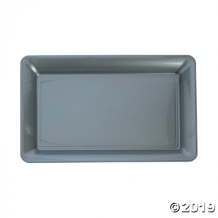 Large Silver Rectangular Plastic Serving Plate (1 Piece(s))