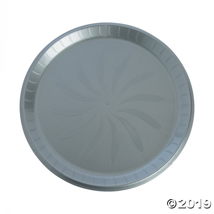 Silver Round Plastic Serving Plate (1 Piece(s))