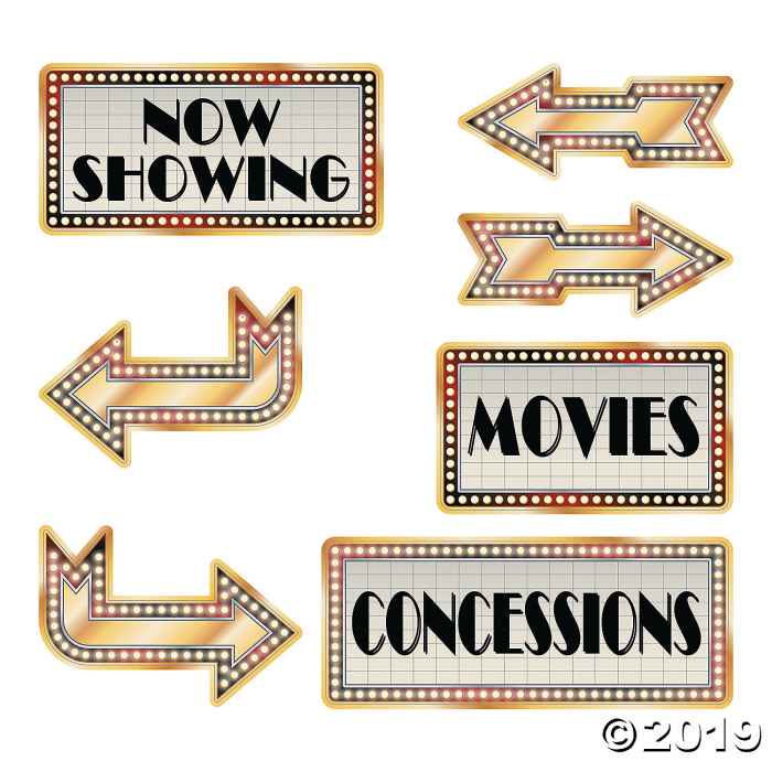 Movie Night Directional Sign Cutouts (6 Piece(s))