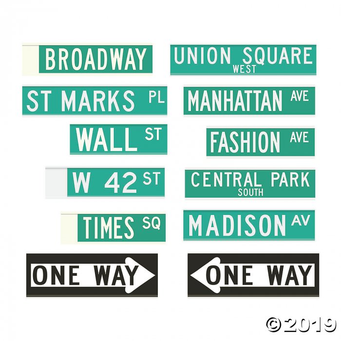 New York City Street Sign Cutouts (Per Dozen)