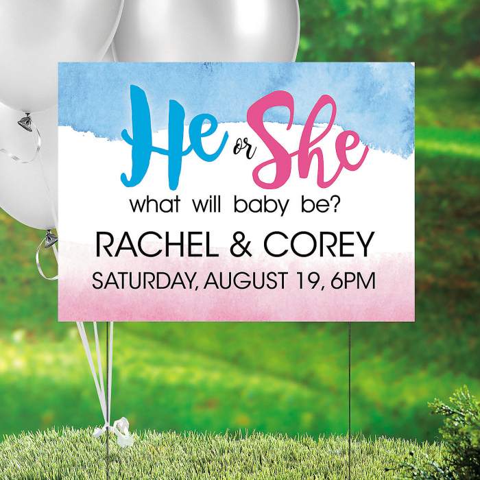 Personalized He or She Gender Reveal Yard Sign (1 Piece(s))