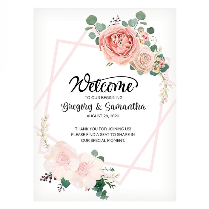 Personalized Blush Floral Wedding Sign (1 Piece(s))