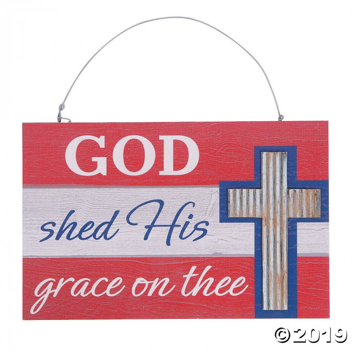 Cross With American Flag Wall Sign (1 Piece(s))