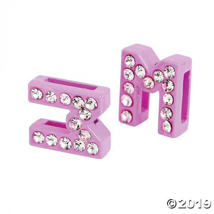 Small Rhinestone Letter Slide Charms - M (5 Piece(s))