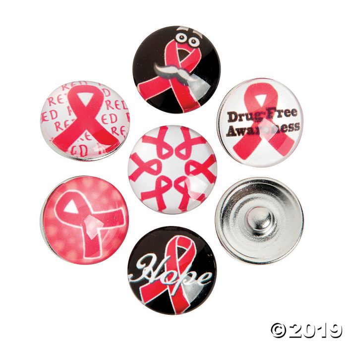 Large Red Awareness Ribbon Snap Beads (Per Dozen)