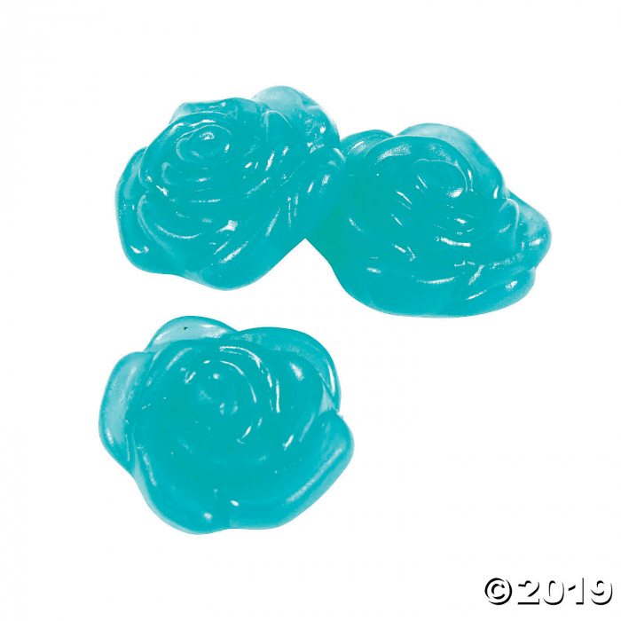 Turquoise Rose-Shaped Gummy Candy (96 Piece(s))