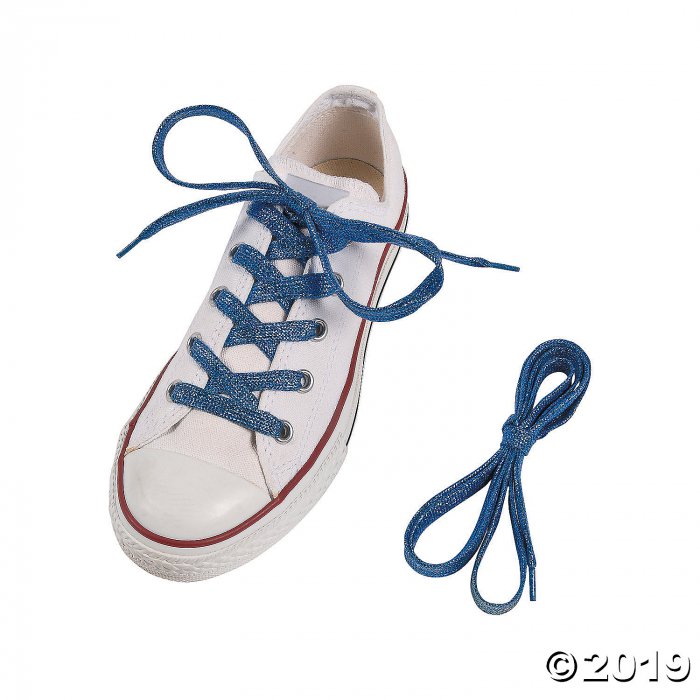 Blue Team Spirit Metallic Shoelaces (1 Pair)