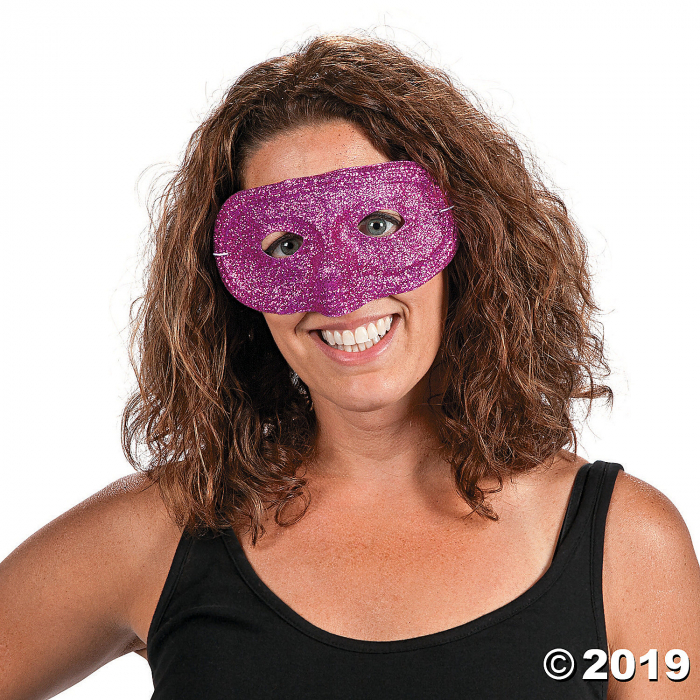 Hot Pink Glitter Masks (Per Dozen)