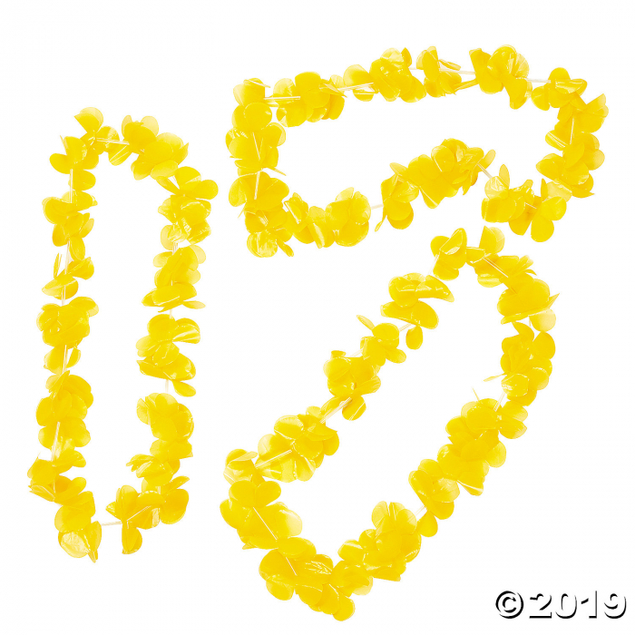 Yellow Flower Plastic Leis- 12 Pc. (Per Dozen)