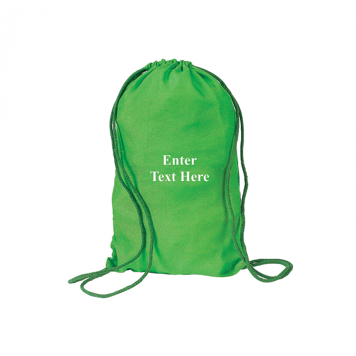 Personalized Green Drawstring Bags (Per Dozen)