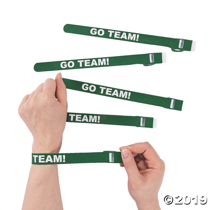 Green Team Spirit Whistle Slap Bracelets (6 Piece(s))