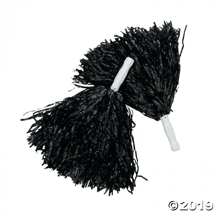 Black Team Spirit Pom-Poms - 12 Pc. (Per Dozen)