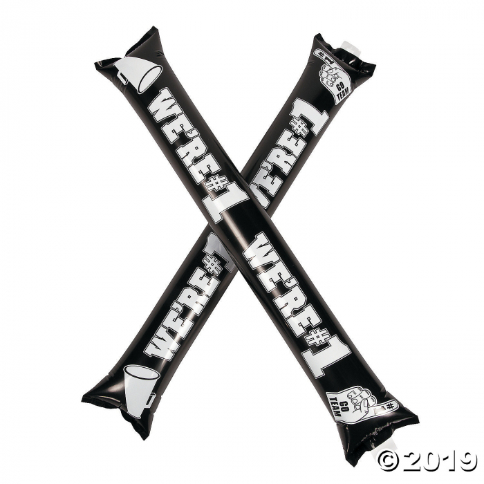 Inflatable Black Team Spirit Boom Sticks (24 Piece(s))
