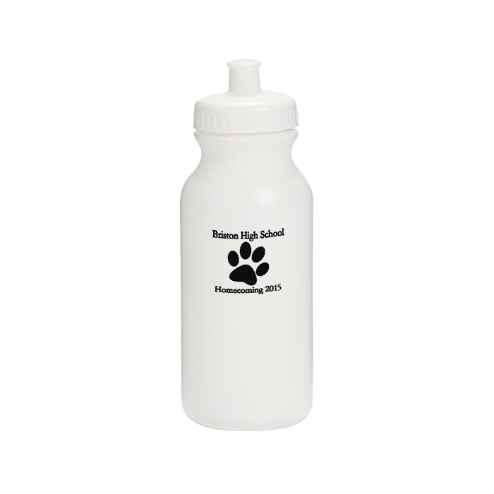 Opaque White Paw Print Personalized Plastic Water Bottles (50 Piece(s))