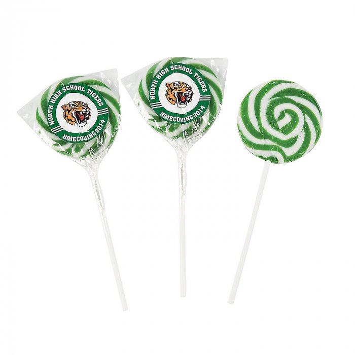 Green School Spirit Custom Photo Swirl Pops (24 Piece(s))