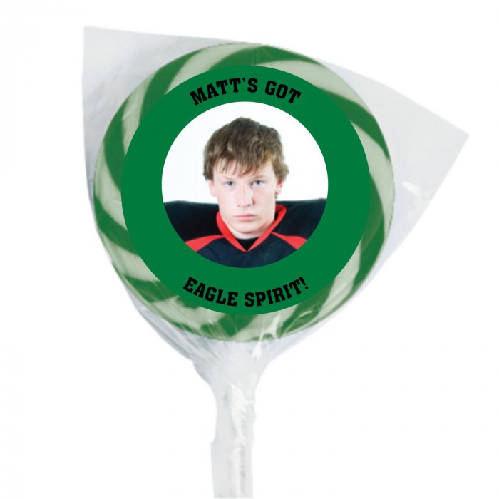 Green School Spirit Custom Photo Swirl Pops (24 Piece(s))