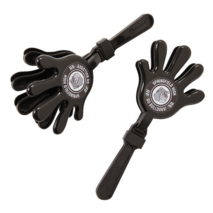 Black Team Spirit Custom Photo Hand Clappers (Per Dozen) | GlowUniverse.com