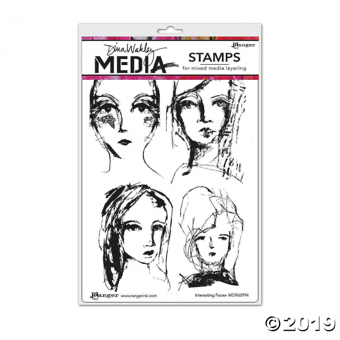 Dina Wakley Cling Stamps 6X9"-Interesting Faces (1 Set(s))