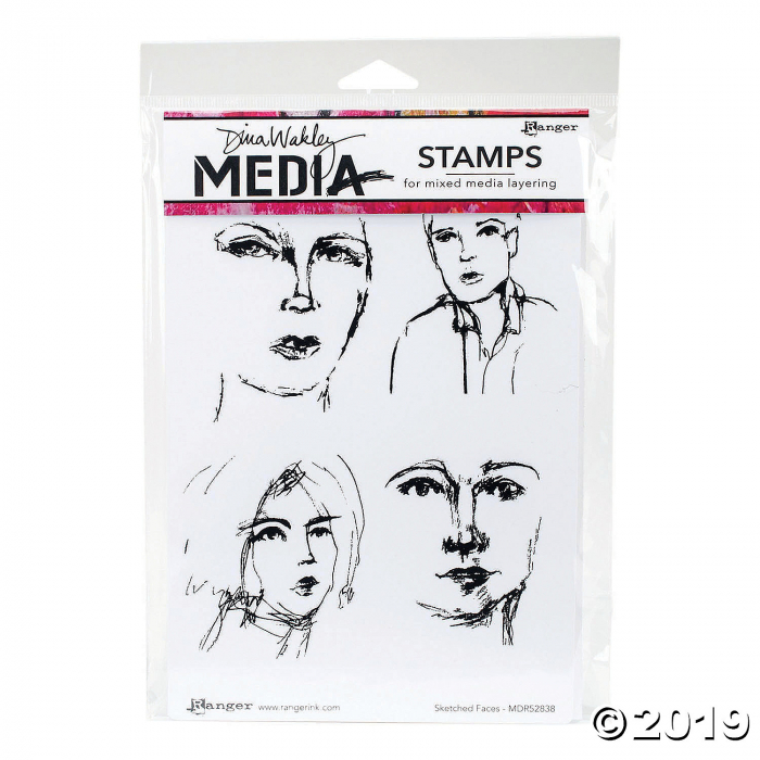 Dina Wakley Cling Stamps 6X9"-Sketched Faces (1 Set(s))