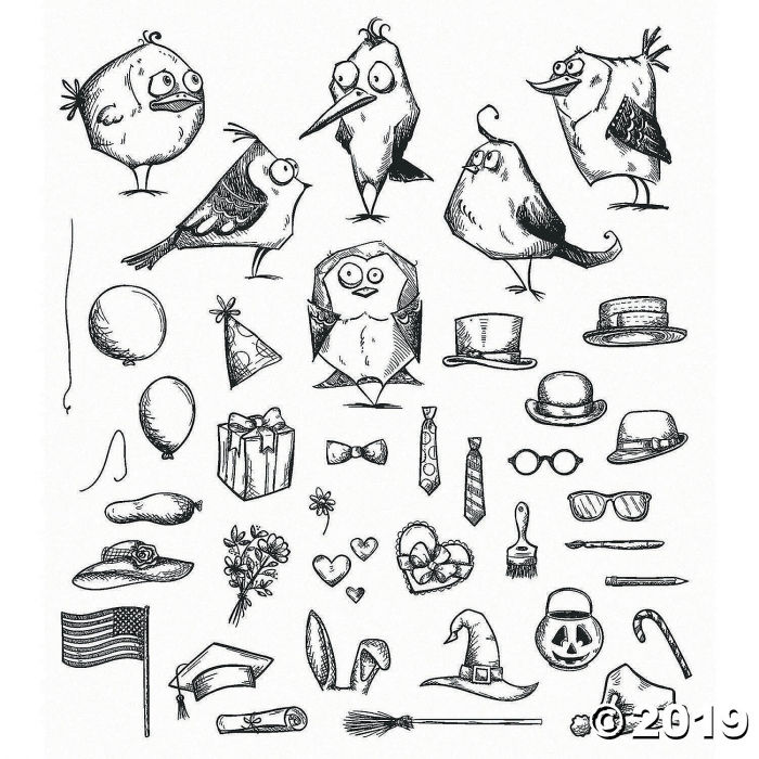 Tim Holtz Cling Stamps - Mini Bird Crazy & Things (1 Piece(s))