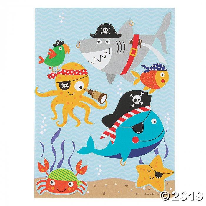 Pirate Animals Mini Sticker Scenes (Per Dozen)
