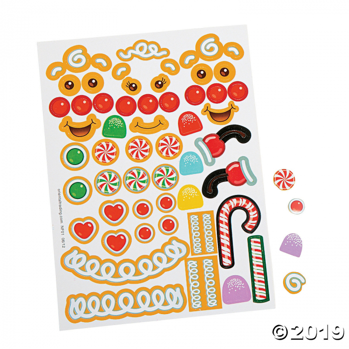 12 Gingerbread Man Sticker Sheets (Makes 12)
