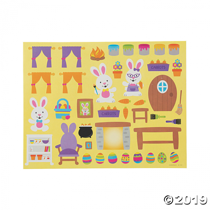 Bunny House Stand-Up Sticker Scenes (Per Dozen)