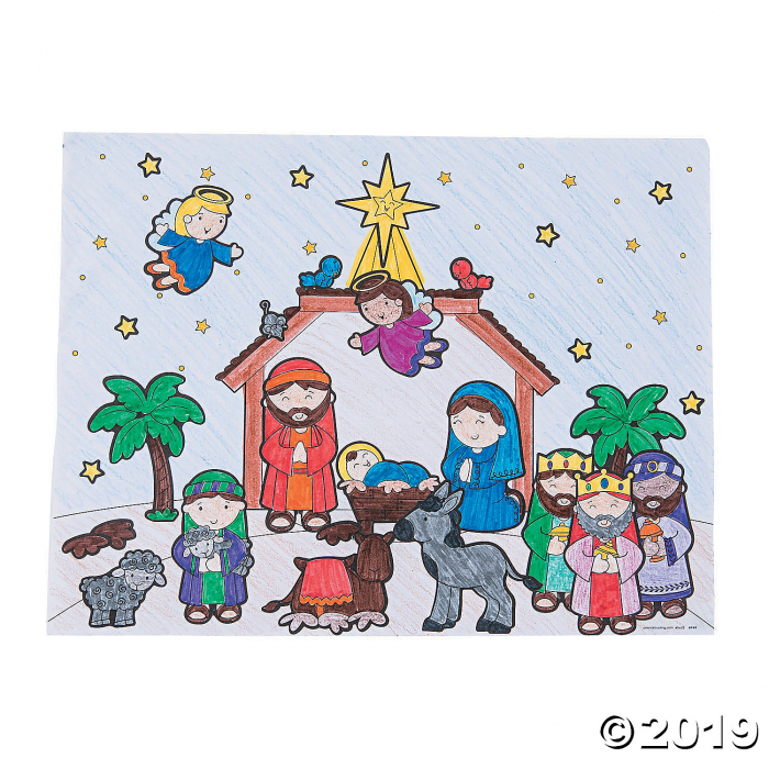 Color Your Own Nativity Sticker Scenes (Per Dozen)