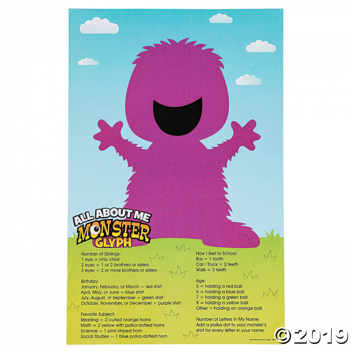 All About Me Monster Glyph Sticker Scenes (Makes 12)