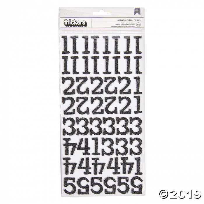 American Crafts Thickers 3D Black Glitter Number Stickers (99 Piece(s))