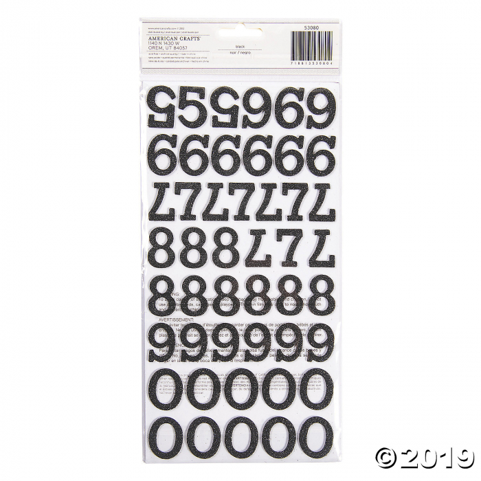 American Crafts Thickers 3D Black Glitter Number Stickers (99 Piece(s))