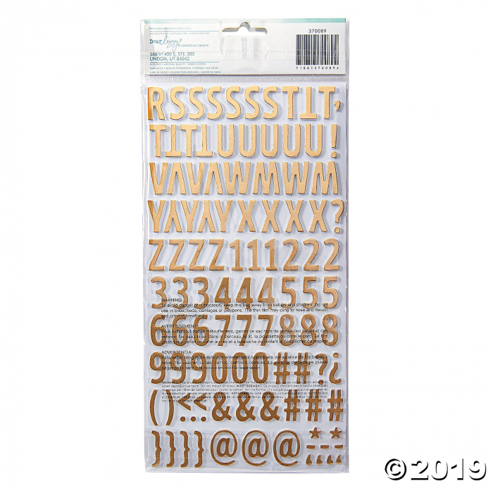 American Crafts Thickers 3D Woodland Gold Foil Alphabet Stickers (1 Unit(s))