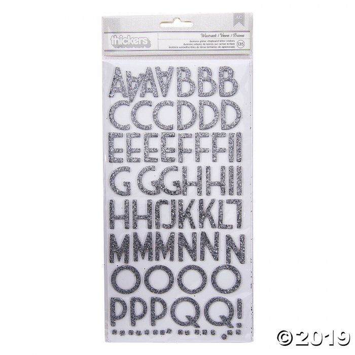 American Crafts Thickers 3D Wisecrack Silver Glitter Alphabet Stickers (135 Piece(s))