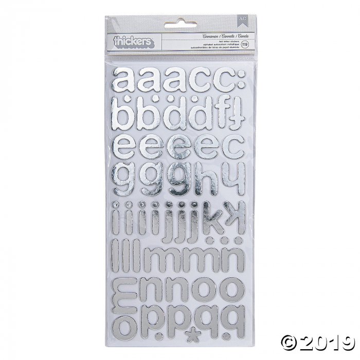 American Crafts Thickers 3D Cinnamon Silver Foil Alphabet Stickers (1 ...