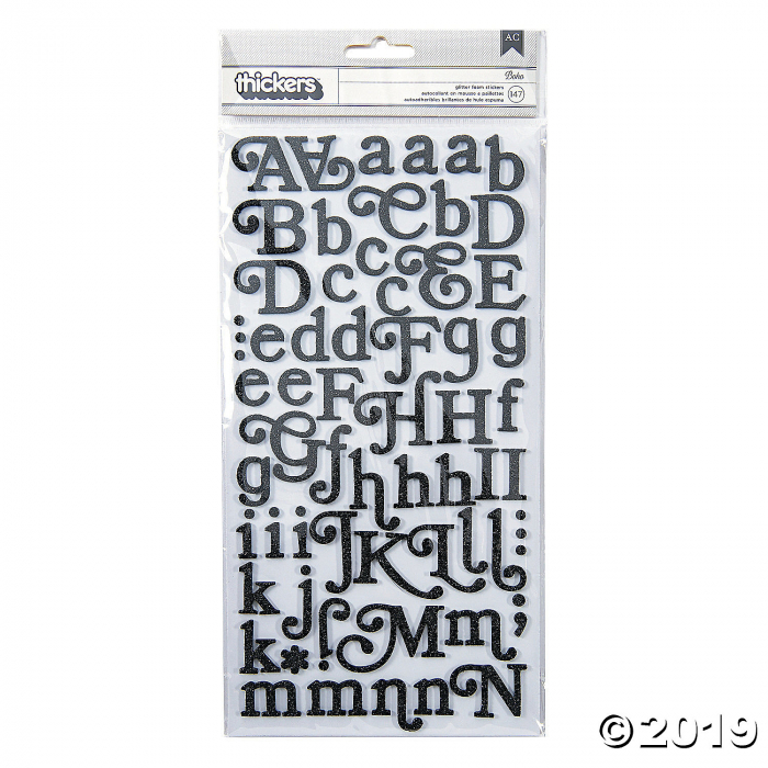 American Crafts Thickers 3D Boho Black Glitter Alphabet Stickers (1 Unit(s))