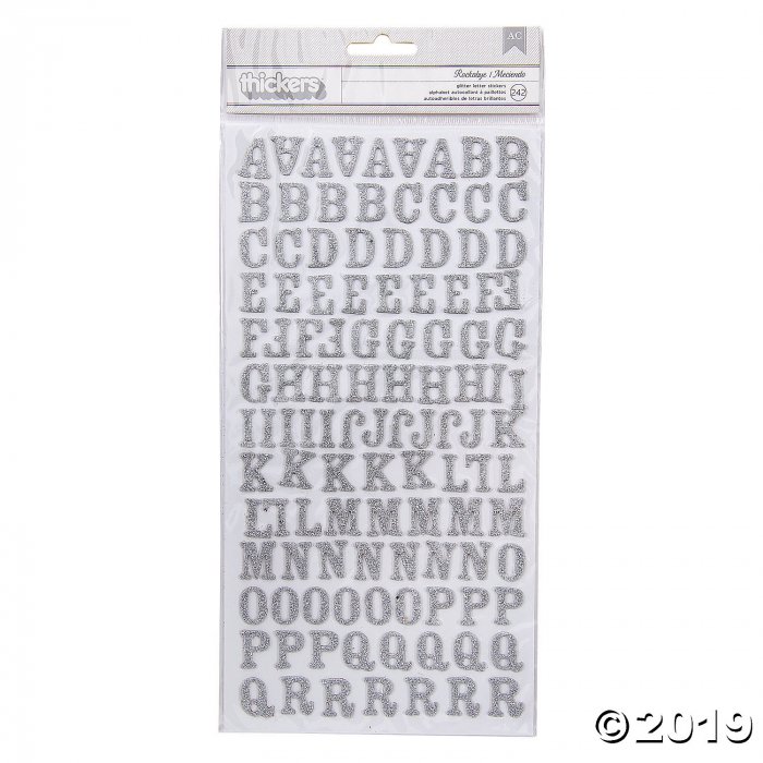 American Crafts Thickers 3D Rockabye Silver Glitter Alphabet Stickers (242 Piece(s))