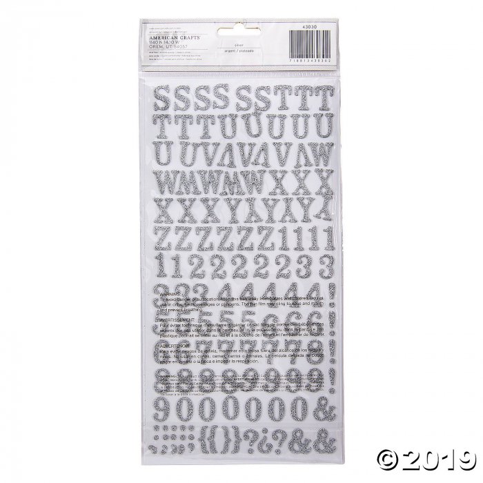 American Crafts Thickers 3D Rockabye Silver Glitter Alphabet Stickers (242 Piece(s))