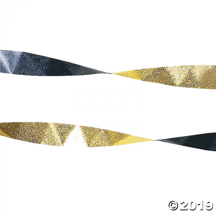 Black & Gold Foil Streamers (25 ft)