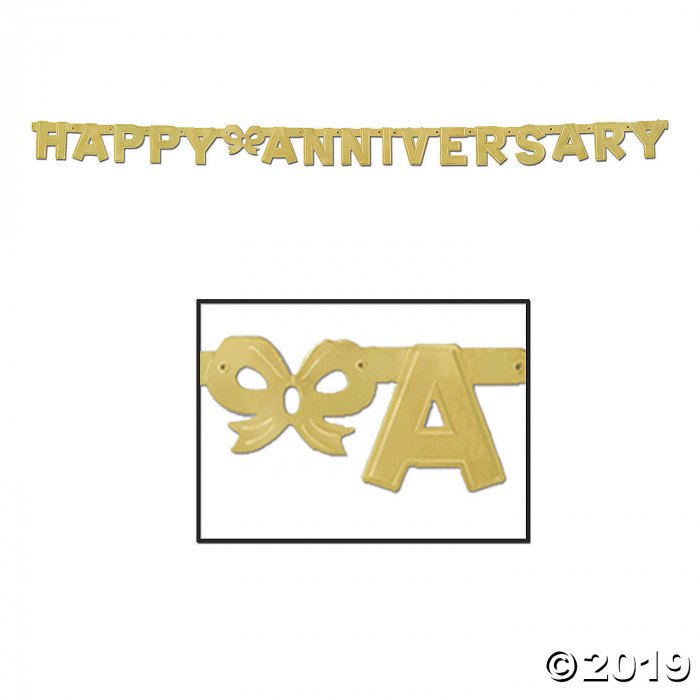 Gold Happy Anniversary Letter Banner (1 Piece(s))